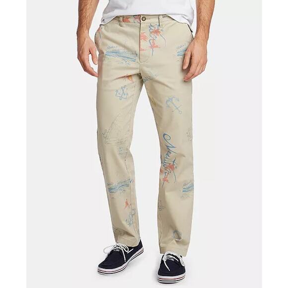 Nautica Blue Sail Artist Series Classic-Fit Stretch Printed Deck Pants Men's 30L - Picture 1 of 10